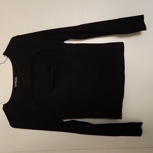 Black Ribbed Cutout Top